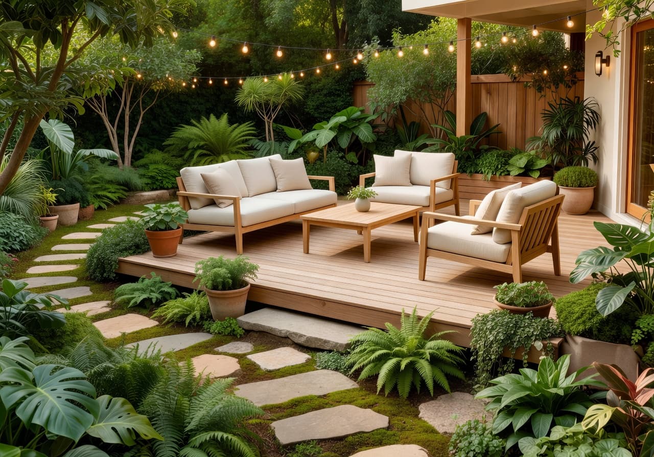 Garden after DecorAI AI Natural Outdoor Style makeover