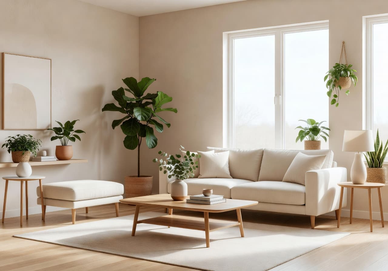 Best AI interior design apps example — a beautifully staged living room by DecorAI