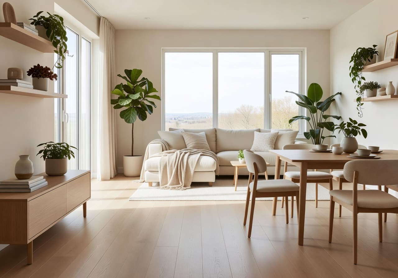 AI home design open-plan living and dining makeover by DecorAI
