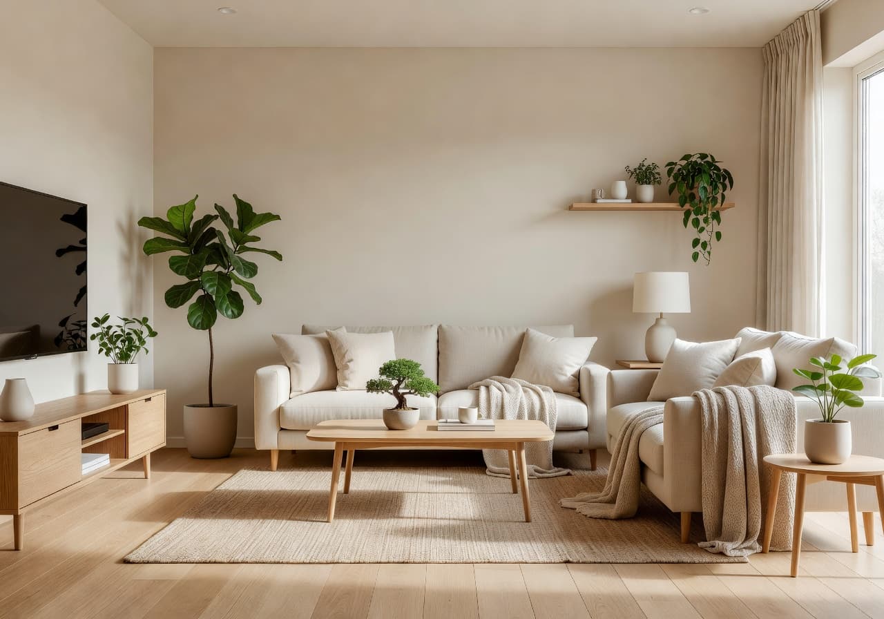 Living Room after DecorAI AI Japandi Style makeover